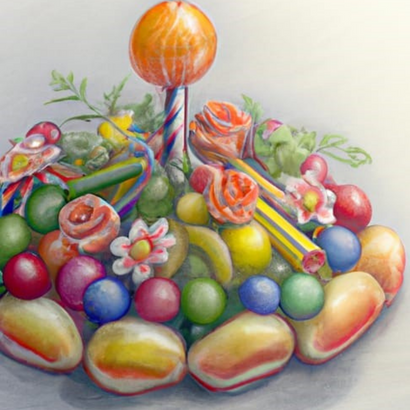 Composition florale en forme de tarte multicolore