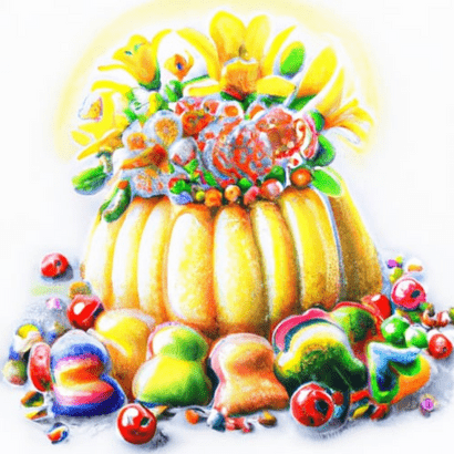 Composition florale en forme de gâteau multicolore