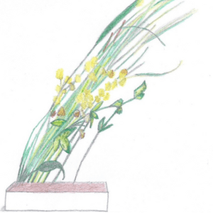 Composition florale en hauteur dans les tons jaune et vert